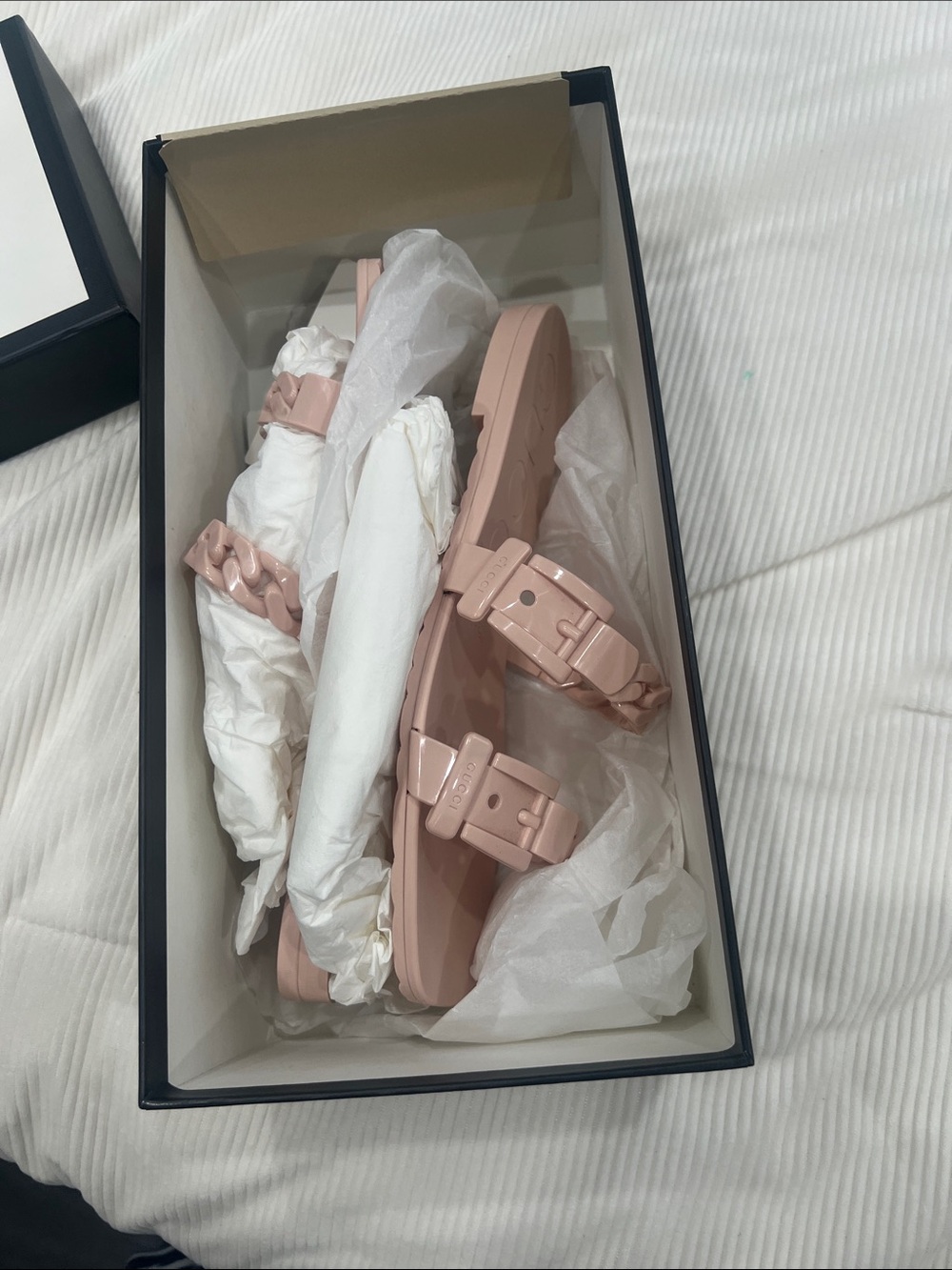 Gucci Pink Chain-Buckle Slide Sandals WORN 1 TIME - Picture 7 of 8